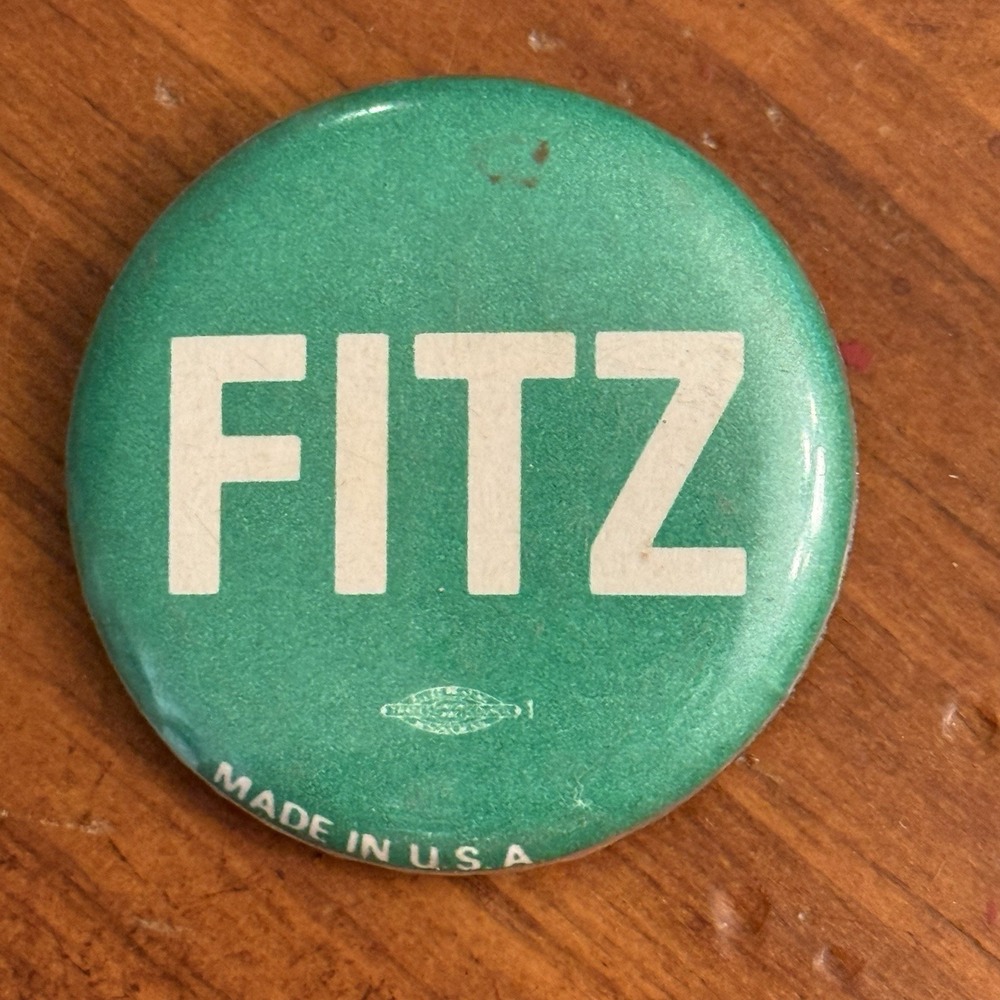 FITZ Green Vintage Pinback Button Pin‎ Round Circle